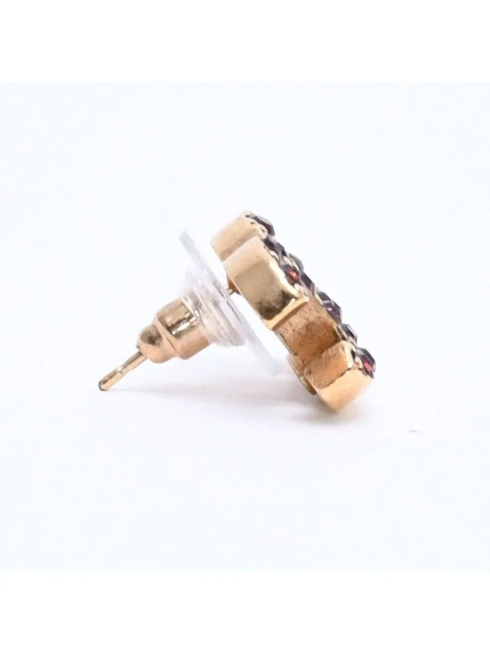 Chanel CC Logo Rhinestone Single Earrings 05 Gold Bordeaux